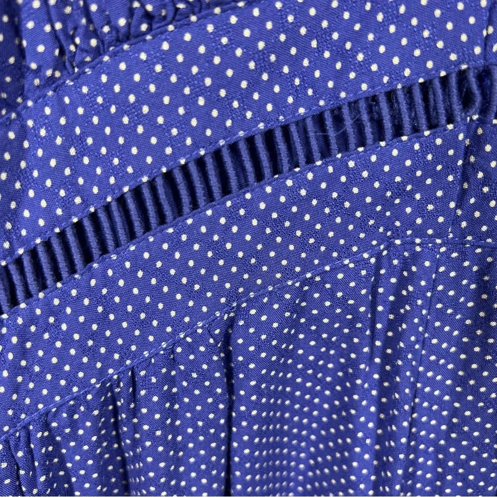 Anthropologie Maeve Blue Polka Dot Eyelet Jumpsuit - Picture 3 of 8